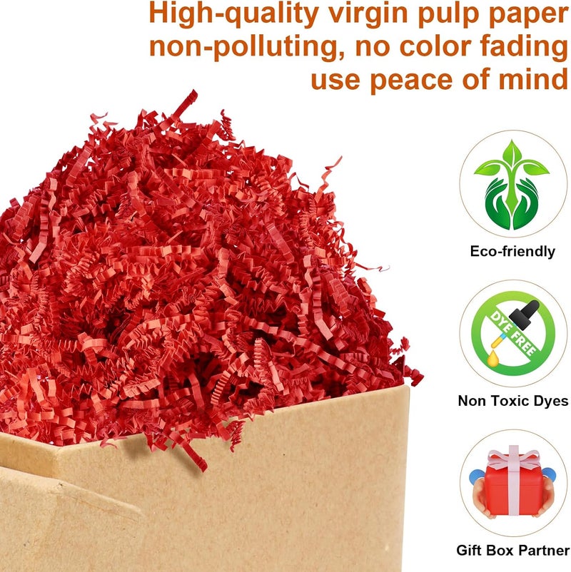 Darfukei Crinkle Paper Filler, Valentine's Day Shredded Paper For Gift Baskets 1/2LB (8 oz) Red for New Year's gift Baskets Grass, Crinkle Cut Papers Shred For Birthdays, Weddings,Boxes Bags, Basket Filler ,Anniversaries,Gift Wrapping - Image 3